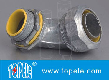 Biru / Kuning Zinc Die Cast Fleksibel Cairan ketat Konektor Fittings 90 derajat