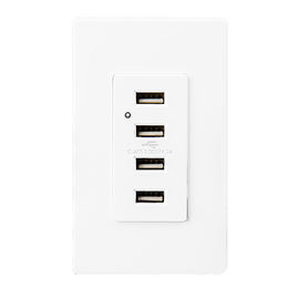 Putih USB Wall Outlet, USB Outlet Listrik 4 USB Port Dengan 2 Wall Plates