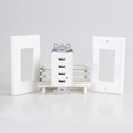Putih USB Wall Outlet, USB Outlet Listrik 4 USB Port Dengan 2 Wall Plates