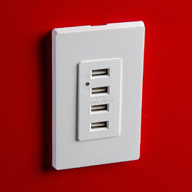 Putih USB Wall Outlet, USB Outlet Listrik 4 USB Port Dengan 2 Wall Plates