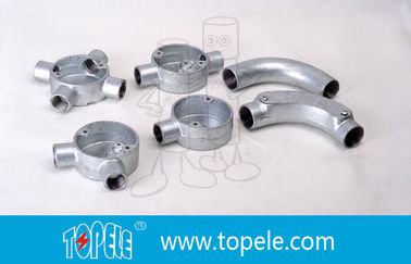 20MM 3 / 4 ′′, 1 ′′ BS4568 GI Iron Elbow Malleable Iron Circular Junction Box dengan Lubang Tapped