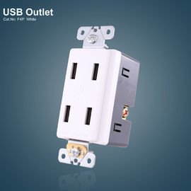 Putih 4 port USB GFCI penerima listrik USB outlet dengan lempeng tanpa sekrup