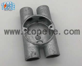BS4568 Fittings saluran listrik Twin Through Way H Kotak besi lemes 20mm -32mm