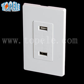 Putih USB Wall Outlet, USB Outlet Listrik 4 USB Port Dengan 2 Wall Plates