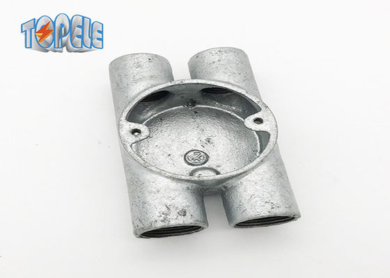 Aksesoris pipa Gi tahan lama BS4568 Bentuk melingkar yang mudah dibentuk Twin Through - H Way Box