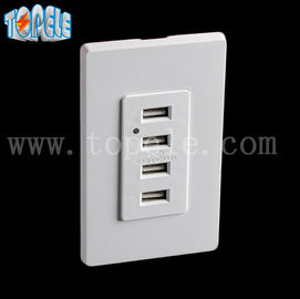 Putih USB Wall Outlet, USB Outlet Listrik 4 USB Port Dengan 2 Wall Plates